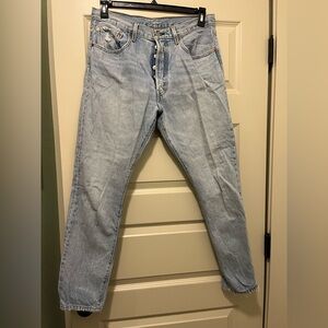 Levi's 501 Button Fly Light Wash Lightly Distressed Skinny Jeans